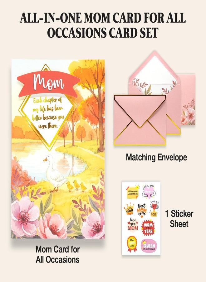Decorably Gold-Foiled 5x7in Handmade Individual Mothers Day Card with Flower & Red Banner Cutouts with Envelope & Stickers for Birthday, Anniversary, Thank You, All Occasion, Printed Message Inside - Image 5