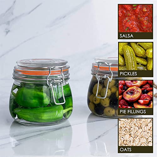 Hovico 25 oz Glass Jars With Airtight Lids And Leak Proof Rubber Gasket,Wide Mouth Mason Jars With Hinged Lids For Kitchen Canisters 750ml, Glass Storage Containers - Image 4