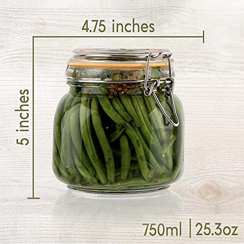 Hovico 25 oz Glass Jars With Airtight Lids And Leak Proof Rubber Gasket,Wide Mouth Mason Jars With Hinged Lids For Kitchen Canisters 750ml, Glass Storage Containers - Image 2