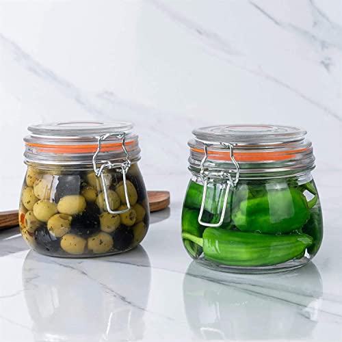 Hovico 25 oz Glass Jars With Airtight Lids And Leak Proof Rubber Gasket,Wide Mouth Mason Jars With Hinged Lids For Kitchen Canisters 750ml, Glass Storage Containers - Image 3