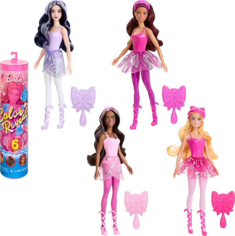 Barbie Color Reveal Doll & Accessories, Ballerina Series, 6 Unboxing Surprises Include Color Change, Inspired by Balletcore (Styles May Vary