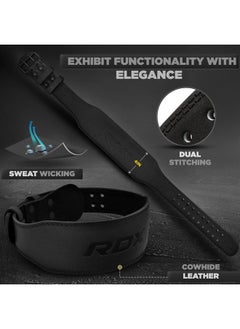 Weight Lifting Belt for Fitness Gym - Adjustable Leather Belt with 4” Padded Lumbar Back Support - Great for Bodybuilding, Functional Training, Powerlifting, Deadlifts Workout & Squats Exercise