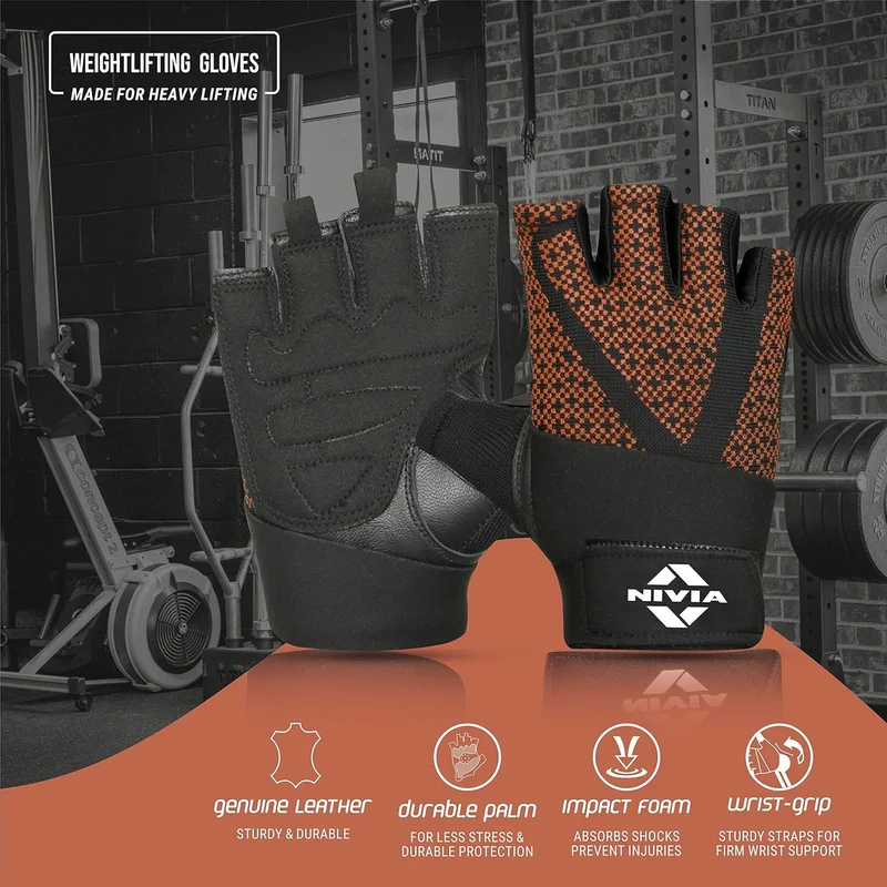 Nivia Nivia Prowrap 3.0 Gym Gloves for Weightlifting and Exercise - Medium - Red