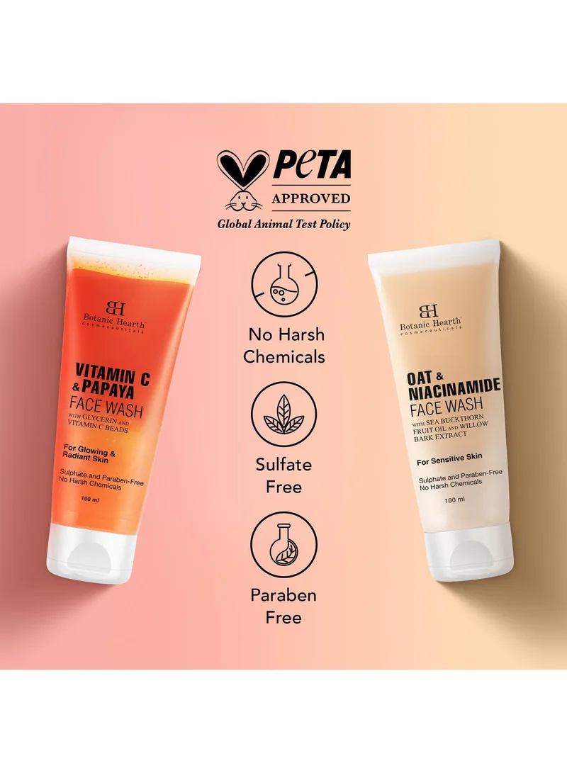 Botanic Hearth Botanic Hearth Papaya & Vitamin C Face Wash Set of 2 (100 ml each) with Oat & Niacinamide – Gentle Cleansing for Radiant Skin