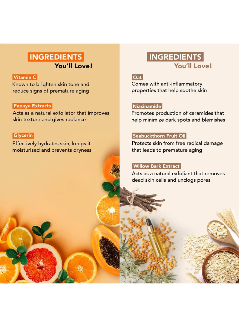 Botanic Hearth Botanic Hearth Papaya & Vitamin C Face Wash Set of 2 (100 ml each) with Oat & Niacinamide – Gentle Cleansing for Radiant Skin