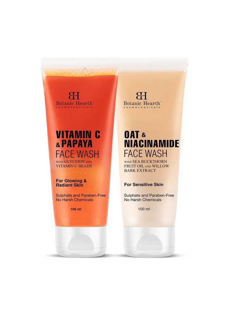 Botanic Hearth Botanic Hearth Papaya & Vitamin C Face Wash Set of 2 (100 ml each) with Oat & Niacinamide – Gentle Cleansing for Radiant Skin