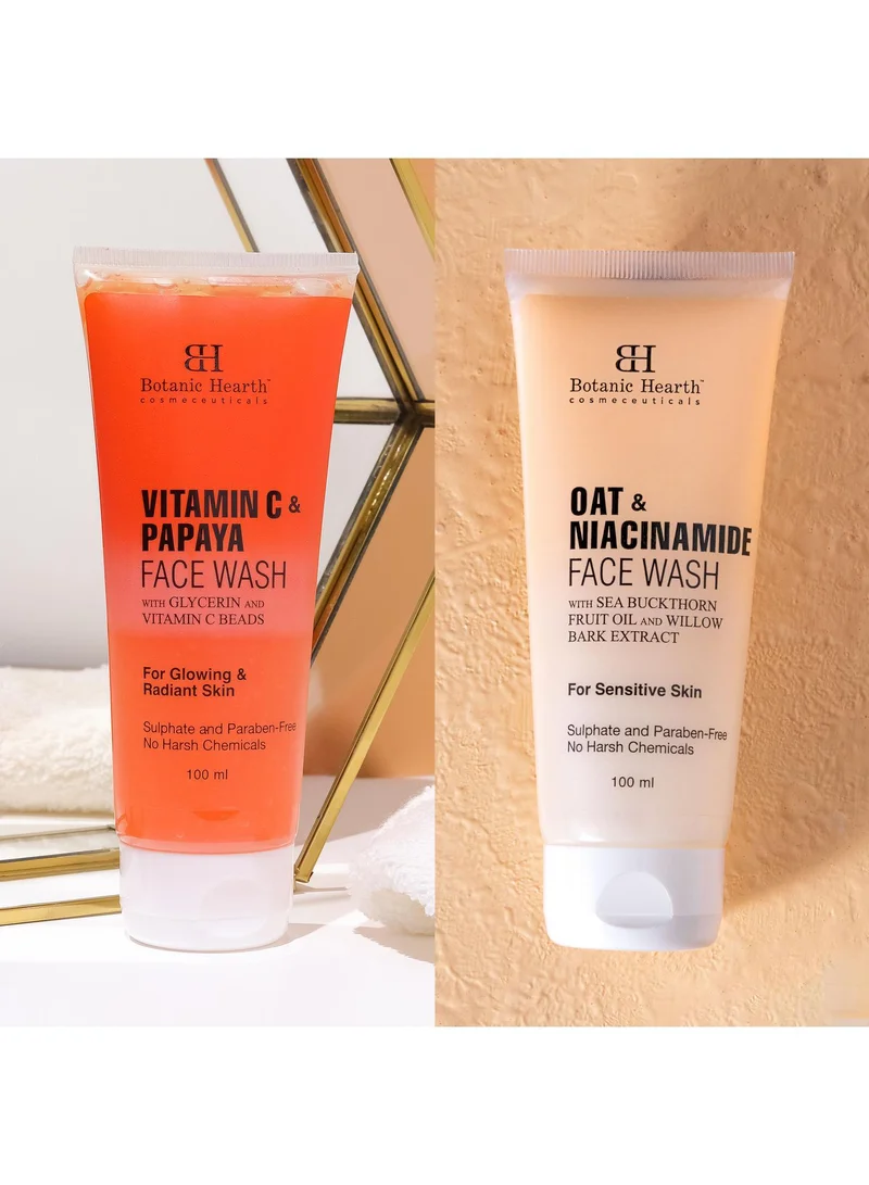Botanic Hearth Botanic Hearth Papaya & Vitamin C Face Wash Set of 2 (100 ml each) with Oat & Niacinamide – Gentle Cleansing for Radiant Skin