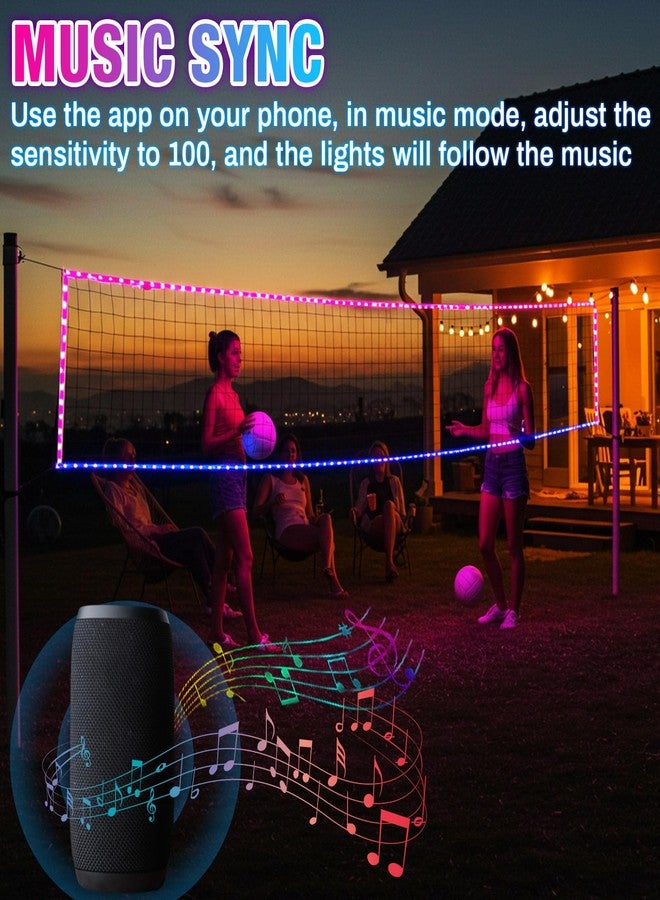 WinnerWhy شبكة كرة طائرة احترافية بإضاءة LED مع كابل فولاذي، مقاس 31.2 × 3.3 قدم، شبكة كرة طائرة محمولة مضيئة للاستخدام الخارجي مع جهاز تحكم عن بعد، تتوهج في الظلام، مثالية للعب في الفناء الخلفي أو الشاطئ أو المسبح أو في الهواء الطلق - Image 5