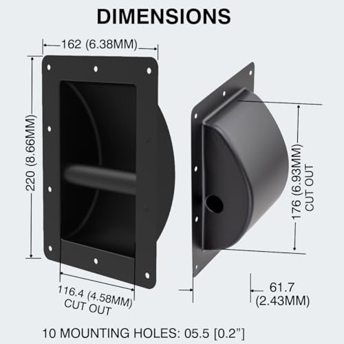 PENN ELCOM Recessed Steel Bar Speaker Cabinet Handle (22 * 16.2 * 22) High-Strength - Precision Drill Holes - Ideal for Upgrading or Replacing Damaged Handles on Large Boxes | Black - Image 2