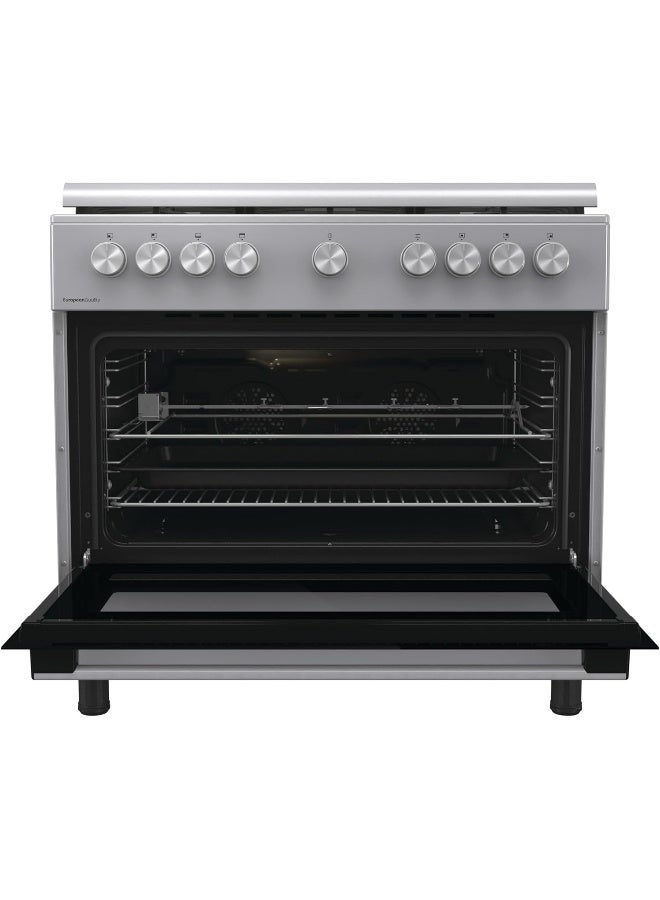 Gorenje 90 cm Freestanding Gas Cooker GGI9B20S – 5-Burner Hob with Triple Ring Burner, 105L Fan-Assisted Oven, EcoClean Enamel, and Stainless Steel Finish GGI9B20S silver - Image 4