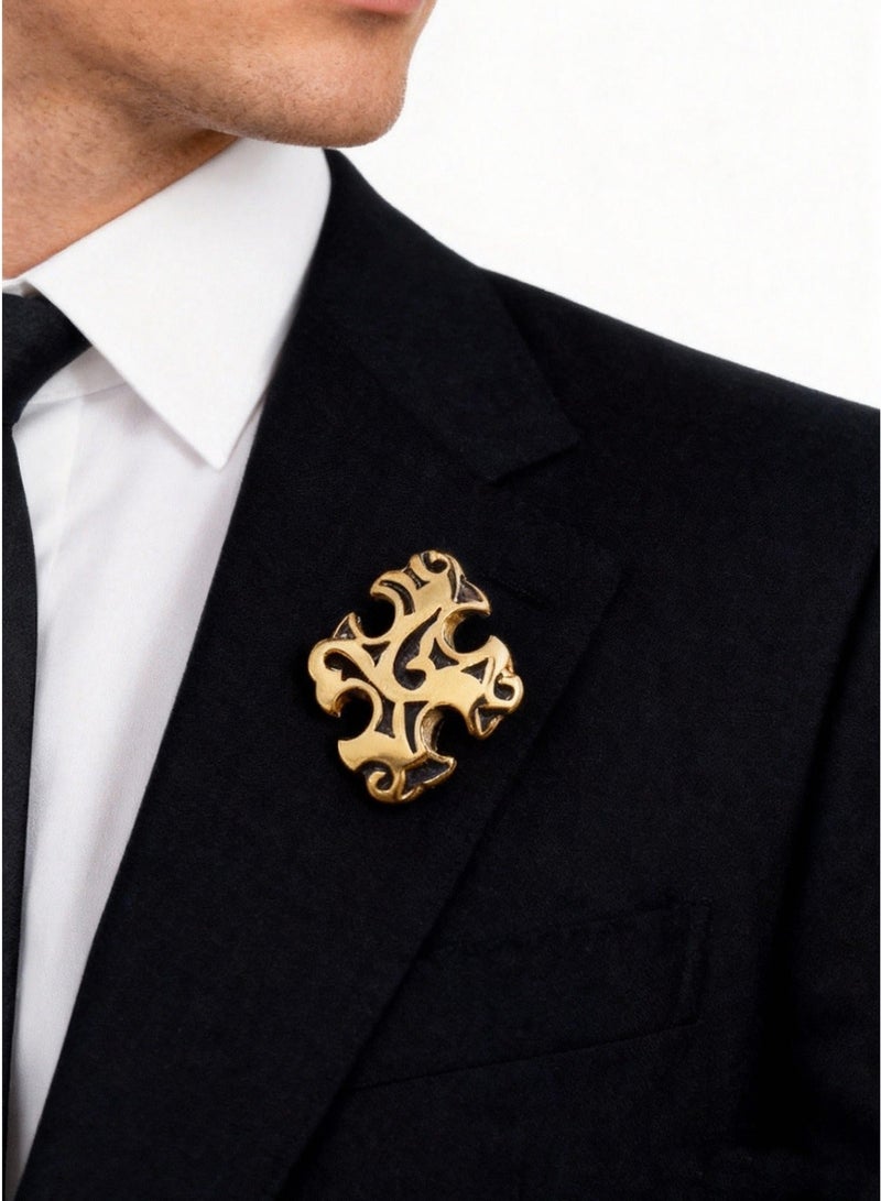 DB Innov. Pin Brooch, 1PC Golden Premium Copper Pin Brooch for Women Men Children, Lapel Pins Shirt Collar Brooch Buckle Lapel Pins Badge Suit Clip Accessory for Clothing Bags Jackets Shirts. - Image 1