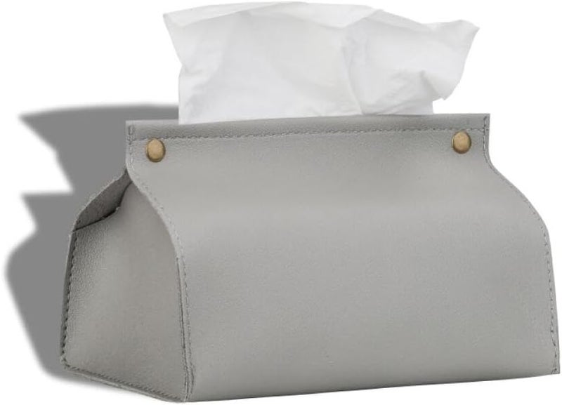 Goodern Polished safe edge Tissue Box Cover Holder,Modern PU Leather Tissue Box Cover Holder Organizer for Bathroom Home Living Room,Bedroom,Kitchen,Vanity Countertop,Office Desk Tissue Box Tissue Cover for Car-Grey Salt resistant coating - Image 1