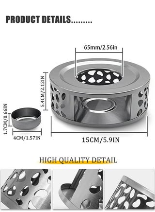 Stainless Steel Teapot Warmer, Metal Teapot Heater with Tealight Holder Base, Coffee Tea Warmer for Glass Teapot Ceramic Teapot and Other Heatproof Dish - view 3