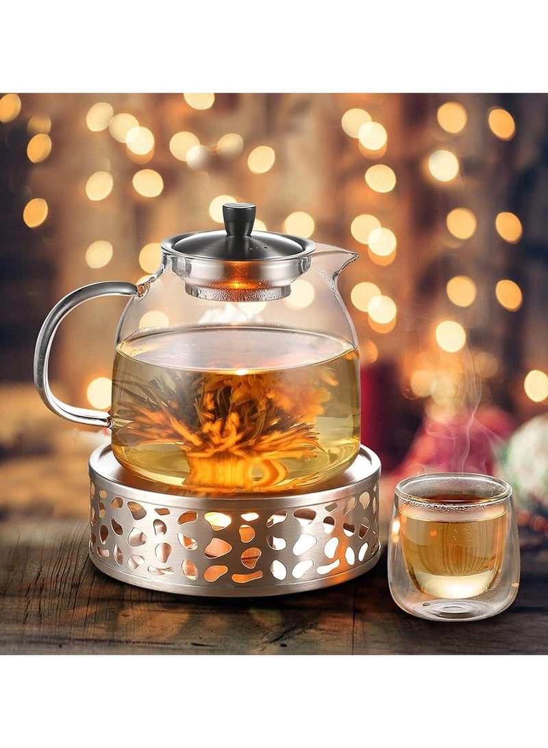 PYC Stainless Steel Teapot Warmer, Metal Teapot Heater with Tealight Holder Base, Coffee Tea Warmer for Glass Teapot Ceramic Teapot and Other Heatproof Dish - Image 4