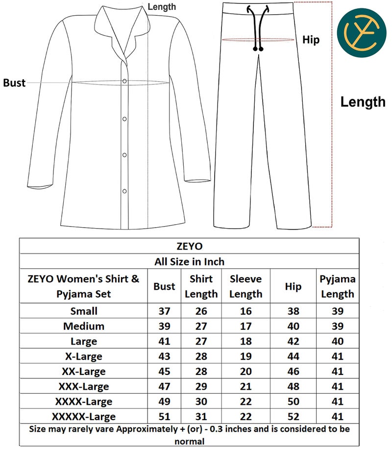 ZEYO Women's Cotton Star & Dot Printed Navy Blue Night Suit Set Of Shirt & Pajama Set 5155, X-Large - Image 5