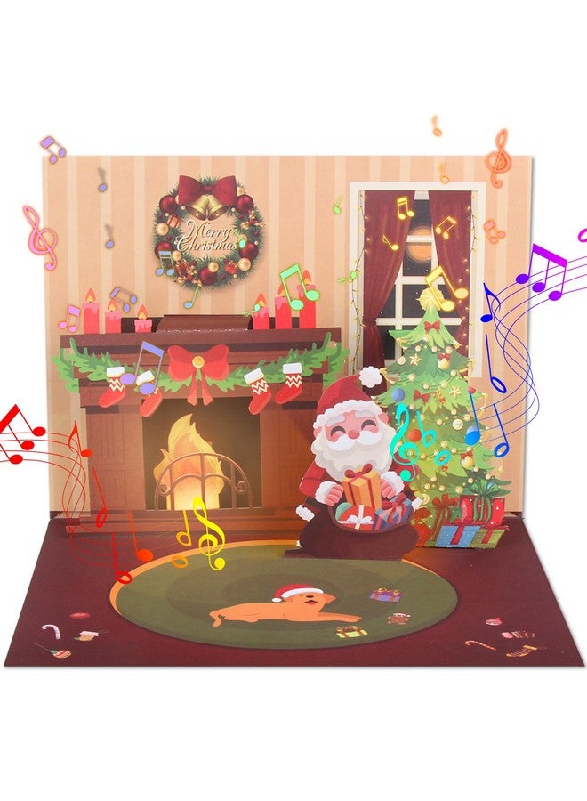 XTF2015 Christmas Card 3D Pop Up Christmas Greeting Card With Christmas Music, Lighting Fireplace Led Christmas Greeting Gift Card With Envelope For Women Men Kids Husband Wife Mom Dad Daughter - Image 1