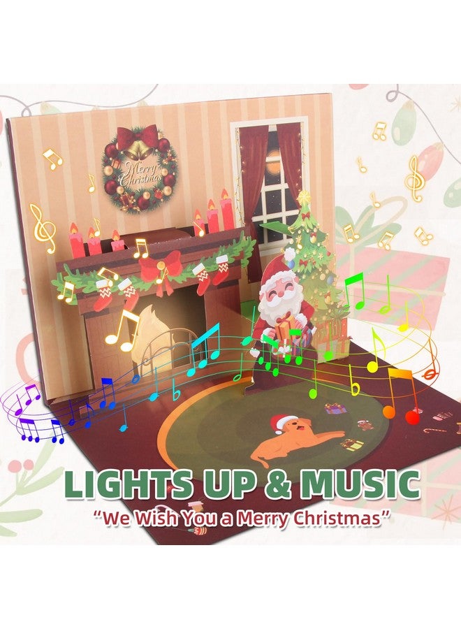 XTF2015 Christmas Card 3D Pop Up Christmas Greeting Card With Christmas Music, Lighting Fireplace Led Christmas Greeting Gift Card With Envelope For Women Men Kids Husband Wife Mom Dad Daughter - Image 2