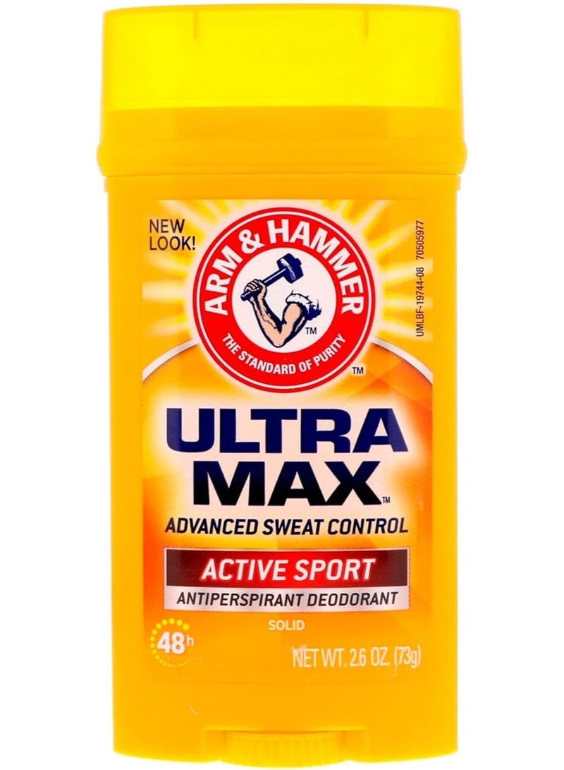 Arm & Hammer Ultramax Solid Antiperspirant Deodorant, Active Sport, Gms - Image 1