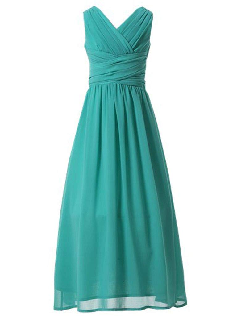 Happy Rose Flower Girl's Dress Party Dresses Juniors Long Bridesmaid Dress Turquoise 16 - Image 2