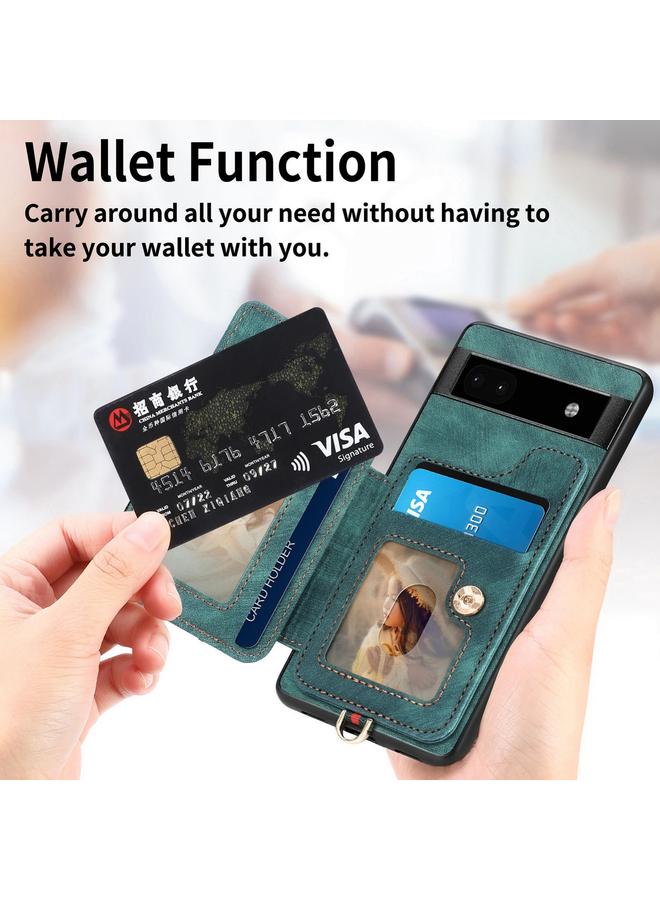 Green Tiger Case For Google Pixel 7a Retro Skin-feel Ring Multi-card RFID Wallet Phone Case - Image 4