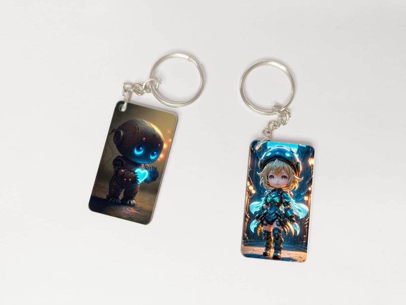 OUTFITQUE OUTFITQUE Premium (Pack of 2) Anime-70 Printed Long Keychain For Bike, Scooty, Car, MDF Keyholder