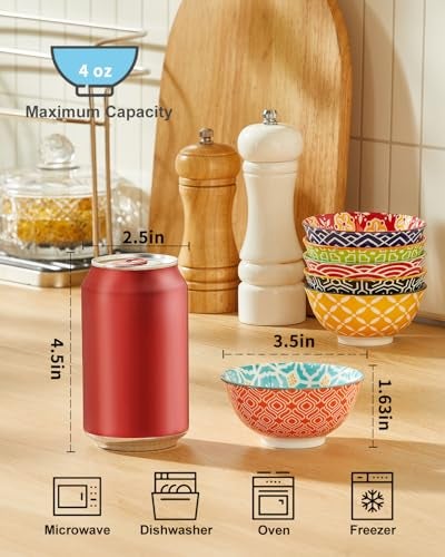 Metahom Ceramic Dipping Bowls, 3.5 inch Small Bowls for Dipping, 4oz Mini Bowl for Soy Sauce, Condiments, Side Dishes, Charcuterie Boards, Set of 6 - Image 2