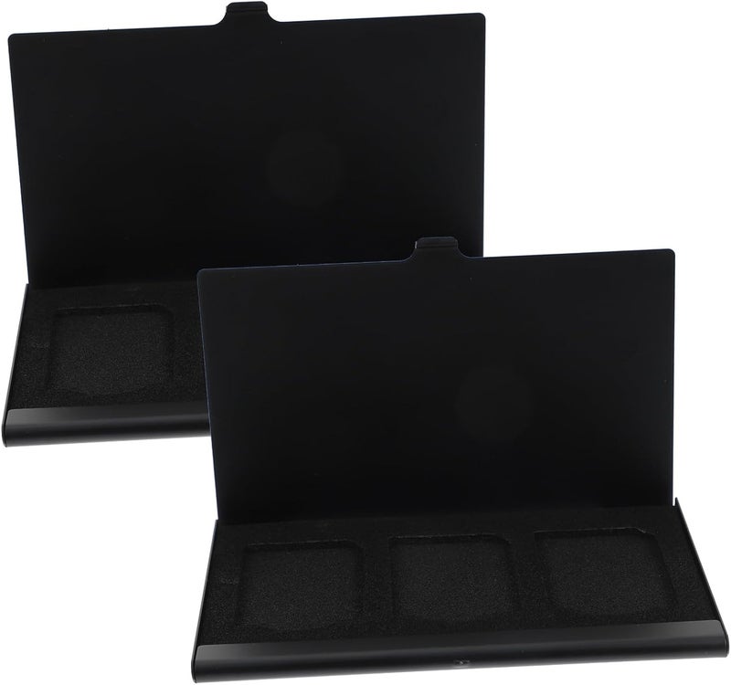 2pcs Portable Hard Shell Memory Card Storage Box Case for Camera Cards, Compact Black Photo Memory Holder with 3 Slots, Protective Organizer for Travel and Photography Accessories - Image 1