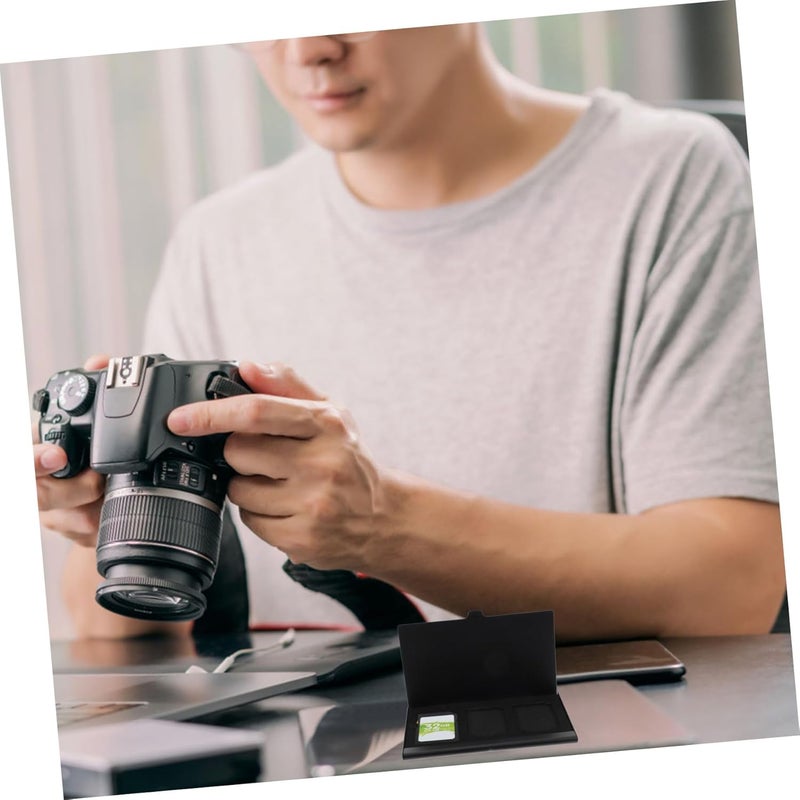 2pcs Portable Hard Shell Memory Card Storage Box Case for Camera Cards, Compact Black Photo Memory Holder with 3 Slots, Protective Organizer for Travel and Photography Accessories - Image 5