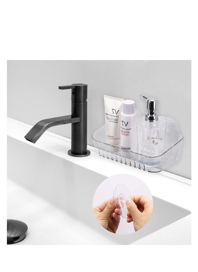Generic - Suction Cup Soap Dish Set, Self-Adhesive Shower Soap Holder, Strong Sponge Holder for Bathroom, Tub, and Kitchen Sink, Removable & Reusable, Clear, No Drill Required (2 Pack) - Image 1