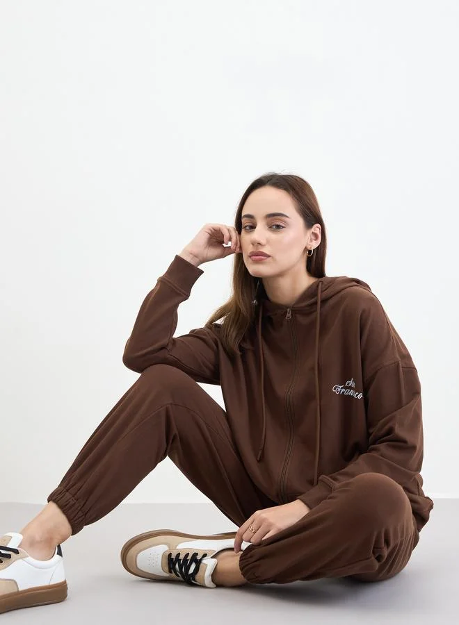 Brown Oversized Hoodie and Joggers Co-Ords
