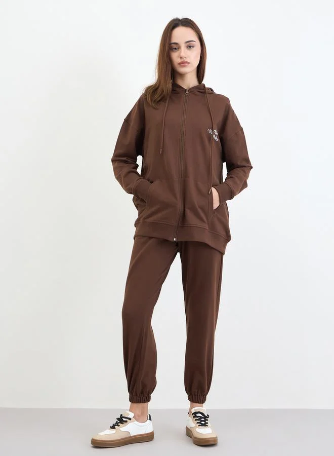 Styli Brown Oversized Hoodie and Joggers Co-Ords