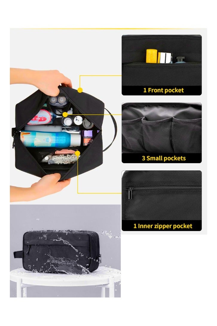 Chase Up Toiletry Bag Hanging Dopp Kit for Men Water Resistant Shaving Bag with Large Capacity for Travel - Black - Image 3