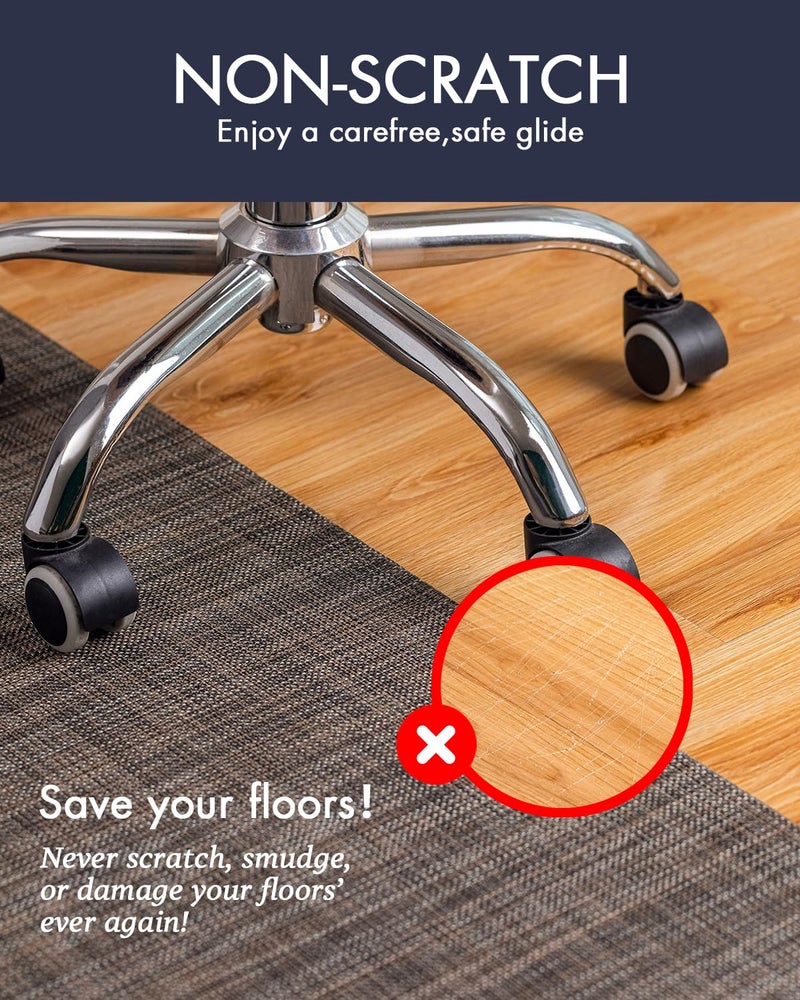 Baroyal Office Chair Mat for Hardwood Floor Under Desk Computer Rolling Chair Mat for Wood/Tile Floor Non-Slip Heavy Duty Desk Rug PVC Plastic Hard Floor Protector 36" x 48" (Dark Walnut) - Image 2