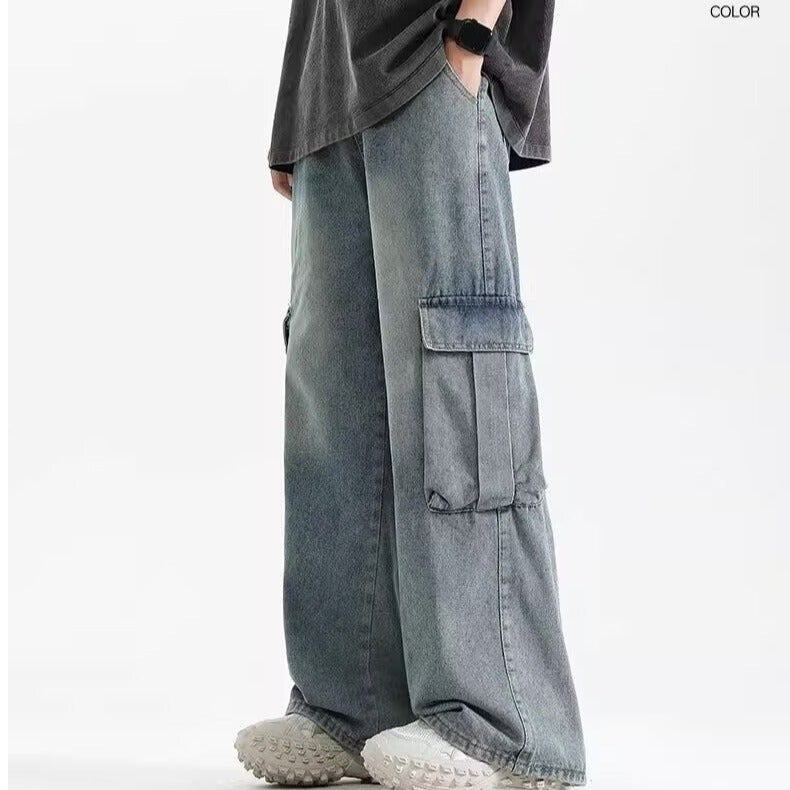 Unisex Classic Denim Jeans Loose Fit Daily Outdoor Wear - Image 3