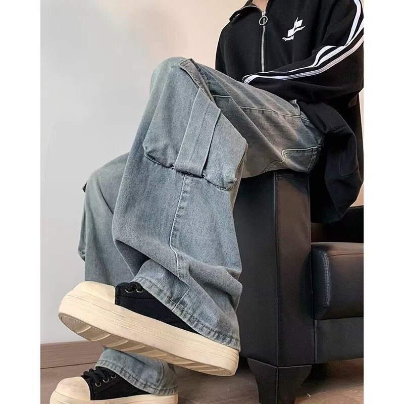 Unisex Classic Denim Jeans Loose Fit Daily Outdoor Wear - Image 5