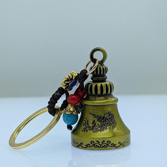 FowWelt Guardian Bell KeyChain Tibetan Key Chain Good Luck Key Chain (Bell G) - Image 3