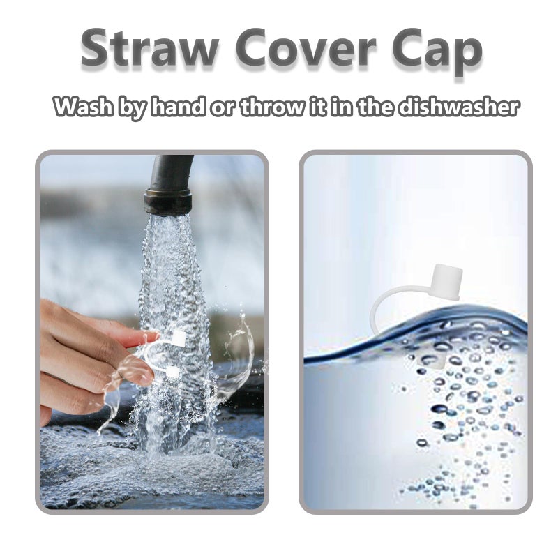 Cedidjac 6Pcs Silicone Straw Covers Cap Compatible With Stanley Cup 30-40 Oz Tumbler With Handle 10Mm Straw Toppers?Dust-Proof Reusable Straw Cover For Stanley Cup Accessories (White) - Image 2