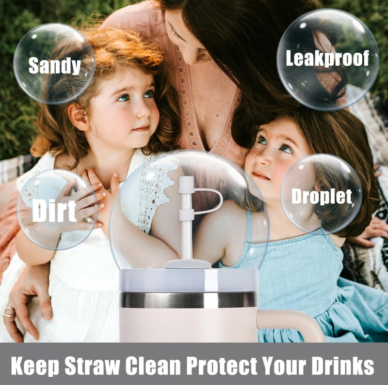 Cedidjac 6Pcs Silicone Straw Covers Cap Compatible With Stanley Cup 30-40 Oz Tumbler With Handle 10Mm Straw Toppers?Dust-Proof Reusable Straw Cover For Stanley Cup Accessories (White) - Image 5