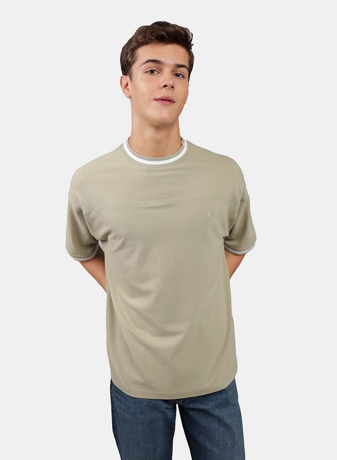 American Eagle Ringer Pique Crew Neck T-Shirt - Image 1