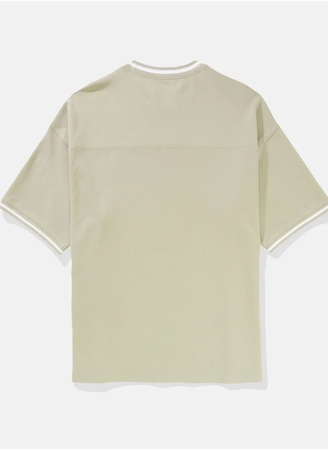 American Eagle Ringer Pique Crew Neck T-Shirt