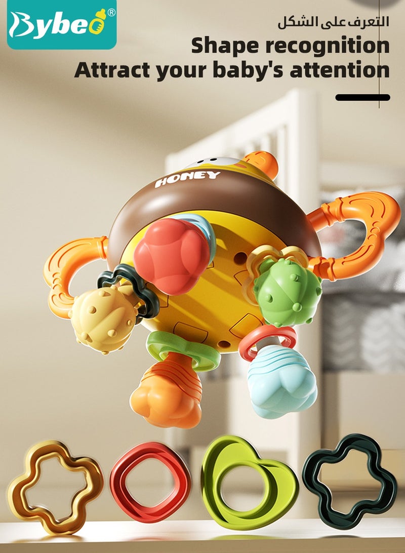 بيبو ألعاب تسنين الأطفال، ألعاب خشخيشة للأطفال، ألعاب مونتيسوري الحسية للأطفال الذكور والإناث، عضاضة عسل النحل اللطيفة، ألعاب تعليمية تنموية وألعاب مضغ للأعمار من 0 إلى 3 سنوات - Image 5