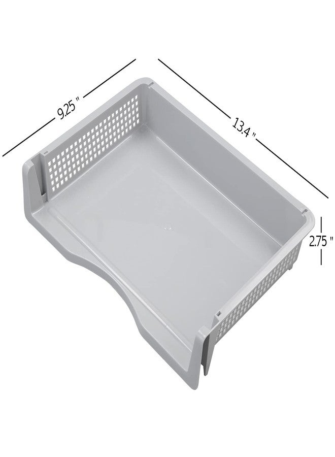 Obstnny 6 Packs Stackable Paper File Storage Tray, Plastic Desk Organizer Basket Tray - Image 3