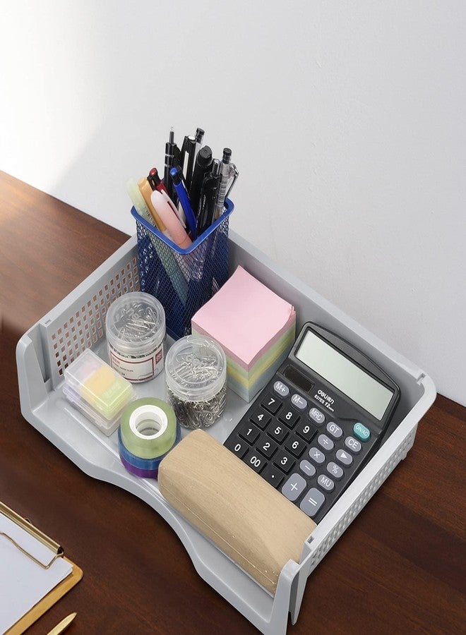 Obstnny 6 Packs Stackable Paper File Storage Tray, Plastic Desk Organizer Basket Tray - Image 5