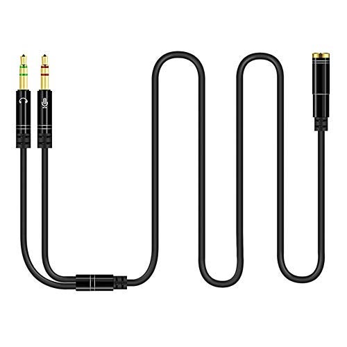 CANFON Headphone Splitter for Computer 3.5mm Female to 2 Dual 3.5mm Male Headphone Mic Audio Y Splitter Cable Smartphone Headset to PC Adapter(100CM, Black) - Image 1