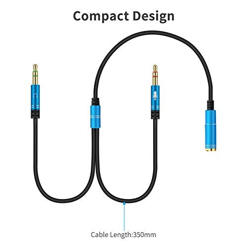 CANFON Headphone Splitter for Computer 3.5mm Female to 2 Dual 3.5mm Male Headphone Mic Audio Y Splitter Cable Smartphone Headset to PC Adapter(100CM, Black) - Image 5
