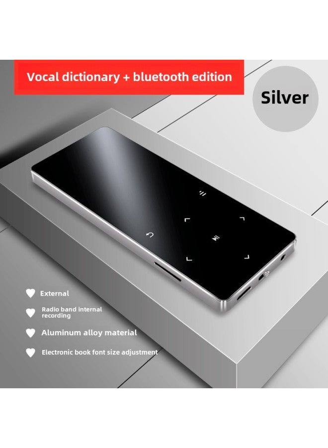 Bluetooth Mp3 Walkman Student Edition Special Mp4 Player For Novels And Songs Portable Small MP5 Genuine Goods-Body Color:Silver Touch Version [bluetooth 5.4+ Voice Dictionary/enlarged Battery]-Memory Capacity:128gb Has Downloaded Popular Resources (songs + Novels) - Luxury Gift Package + [wireless 5.4 Bluetooth Headset + Charging Compartment]  - Image 1