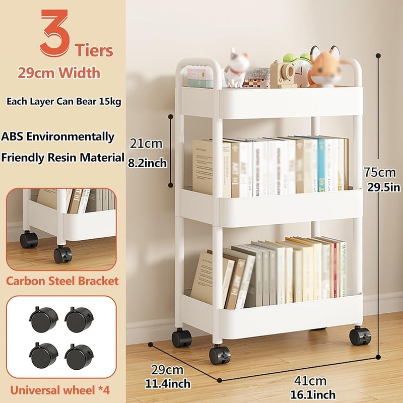 TAYRAN Thickened Storage Rack with Wheels, Large Capacity Shelves, Plastic Multi-Layer Shelf Unit Rolling Cart for Garage, Kitchen, Basement, for Organizing Home Office Kitchen and Bathroom Storage (3-Tier) - Image 4