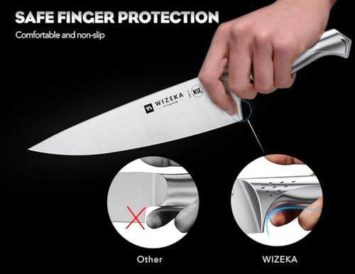 WIZEKA Kitchen Knife Set with Block: Razor Sharp 15 Pcs Professional Chef Knife Set with Knife Sharpener, Food Grade German Stainless Steel Knife Block Set, Jaguar Series - Image 4