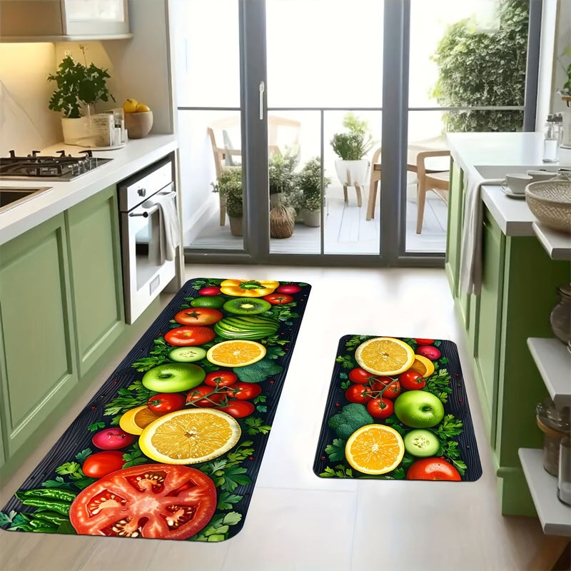 2 Pcs Fruit Vegetable Kitchen Mats Non Slip Machine Washable Colorfast Multicolor 19.6 X 31.5 In 17.7 X 47.2 In For Kitchen Sink Area Living Room Bedroom Hallway Corridor - Image 5