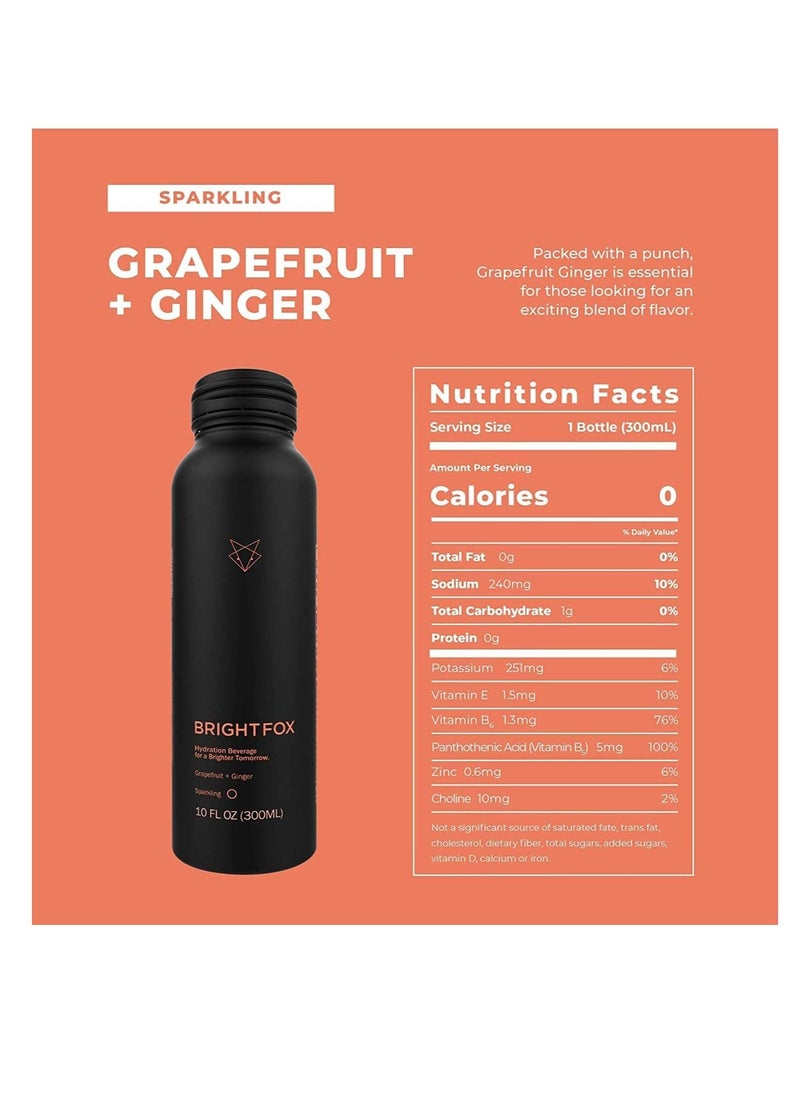 BrightFox - BrightFox Grapefruit and Ginger Sparkling Hydration Beverage 300ml Pack of 12 - Image 1